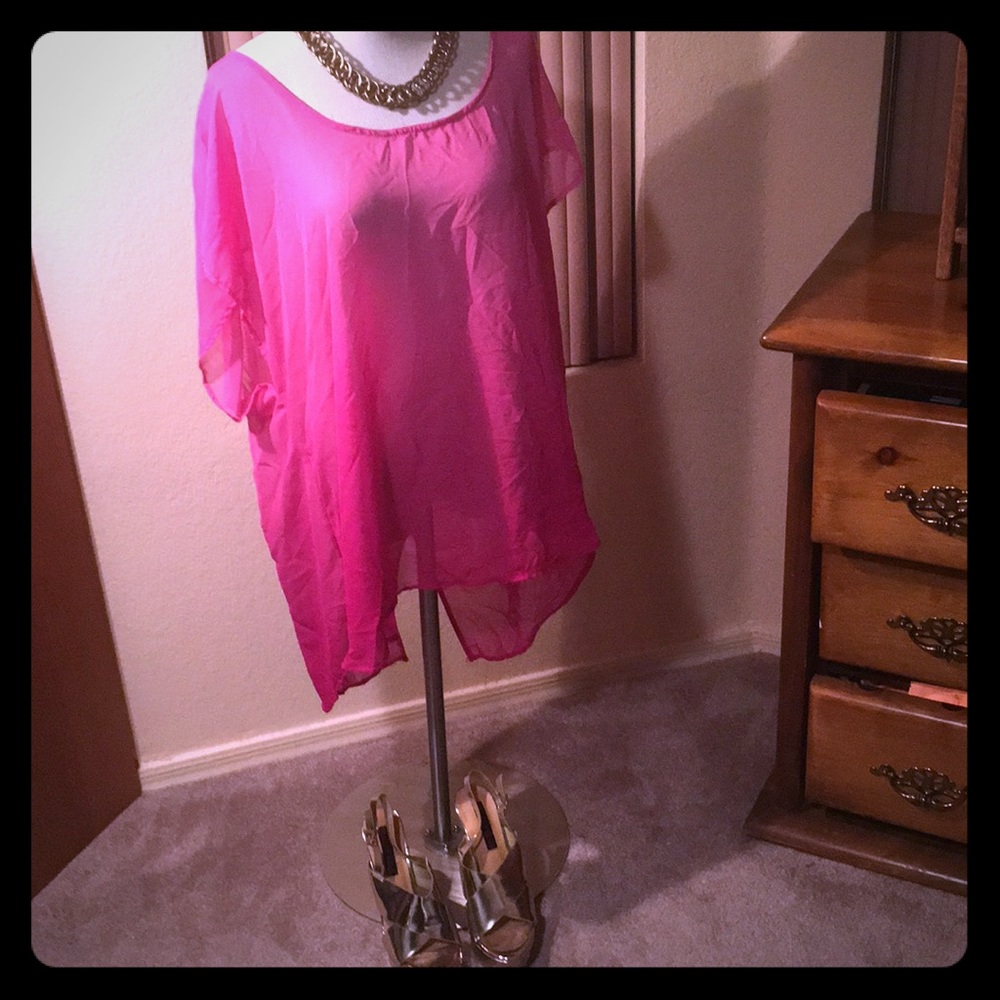 Torrid Sheer Ombré  Pink High Low Blouse